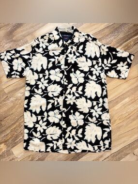 Tommy Jeans Hilfiger Pixelated Floral Button Front Hawaiian Shirt Men’s Medium M